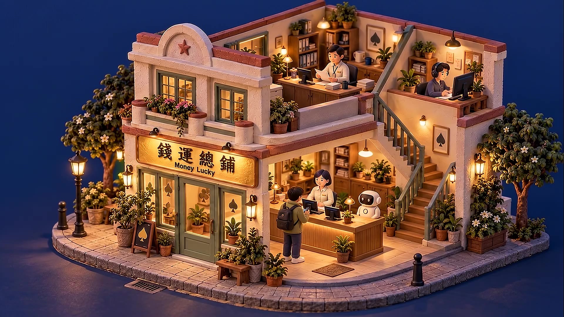 錢運黏土辦公室中的客服與系統團隊